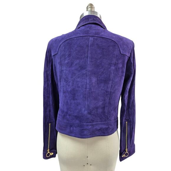 Carlisle 100% Suede Moto Jacket Purple with Gold Hardware Sz 12 Gorgeous - Picture 4 of 6